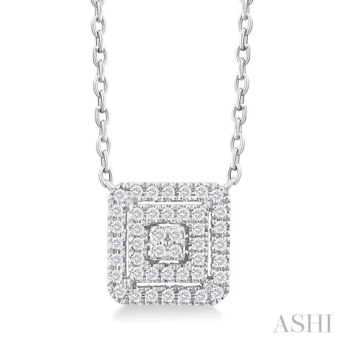 Princess Shape Petite Halo Diamond Fashion Pendant