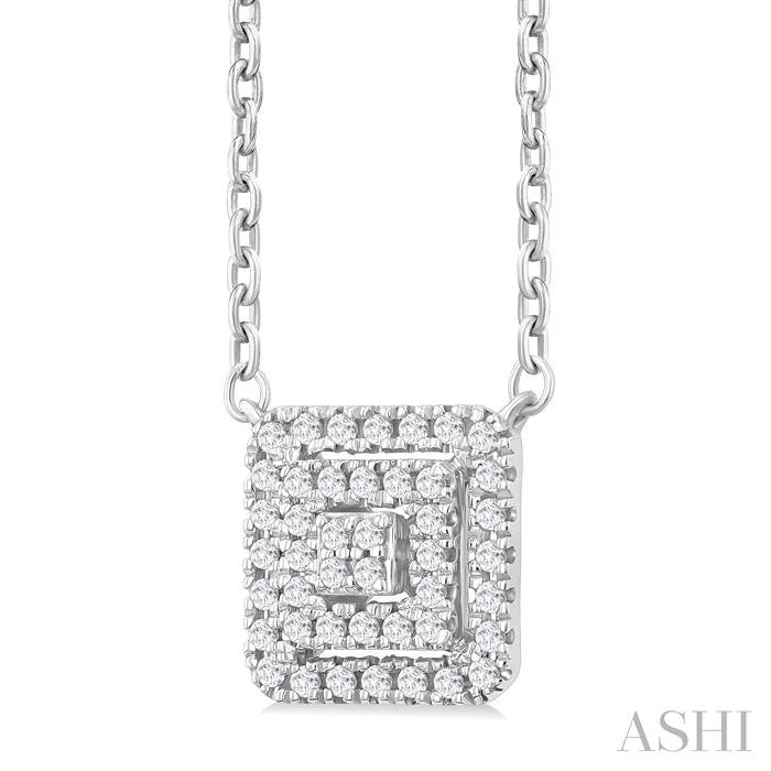 Princess Shape Petite Halo Diamond Fashion Pendant