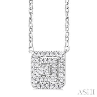 Princess Shape Petite Halo Diamond Fashion Pendant