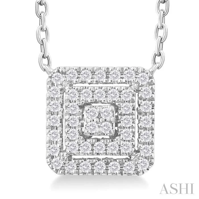 Princess Shape Petite Halo Diamond Fashion Pendant