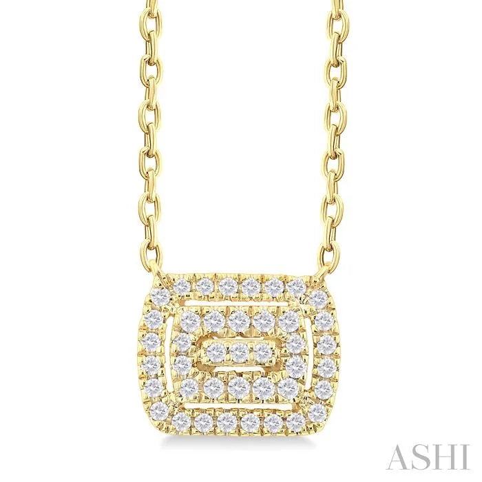 Emerald Shape Petite Halo Diamond Fashion Pendant
