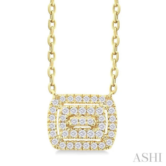 Emerald Shape Petite Halo Diamond Fashion Pendant