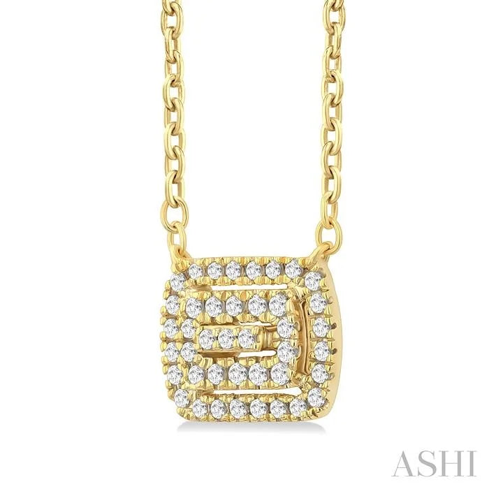 Emerald Shape Petite Halo Diamond Fashion Pendant