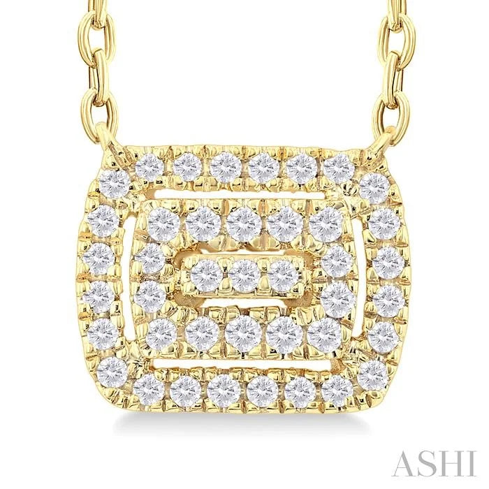 Emerald Shape Petite Halo Diamond Fashion Pendant