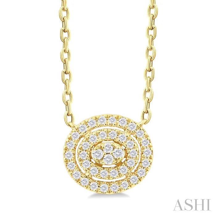 Oval Shape Petite Halo Diamond Fashion Pendant