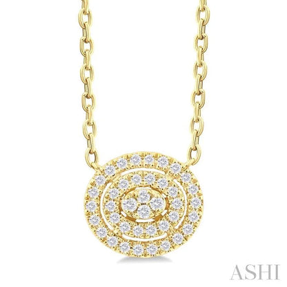 Oval Shape Petite Halo Diamond Fashion Pendant