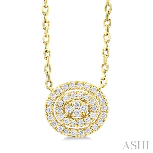 Oval Shape Petite Halo Diamond Fashion Pendant