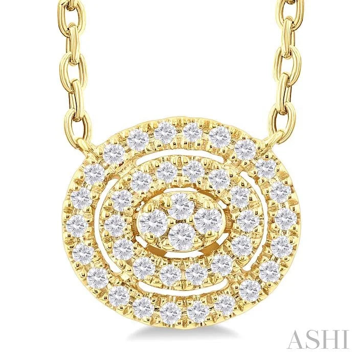 Oval Shape Petite Halo Diamond Fashion Pendant