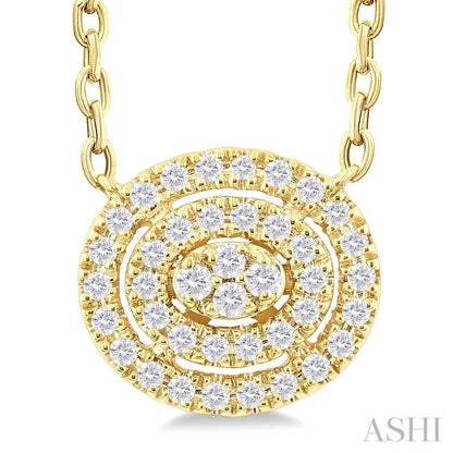 Oval Shape Petite Halo Diamond Fashion Pendant