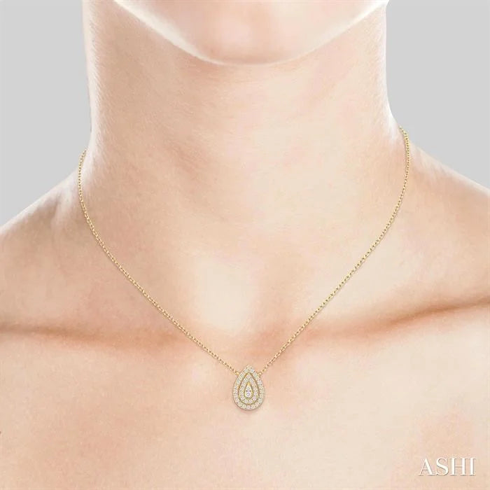 Pear Shape Petite Halo Diamond Fashion Pendant