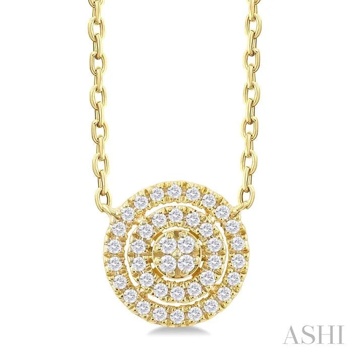 Round Shape Petite Halo Diamond Fashion Pendant
