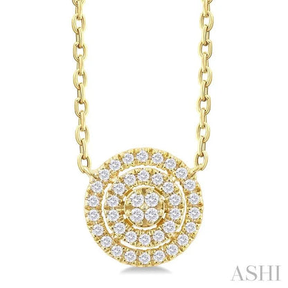 Round Shape Petite Halo Diamond Fashion Pendant