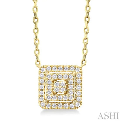 Princess Shape Petite Halo Diamond Fashion Pendant