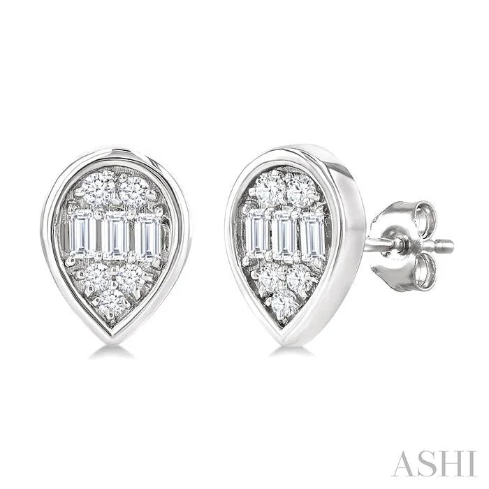 Pear Shape Bezel Set Petite Fusion Diamond Fashion Earrings