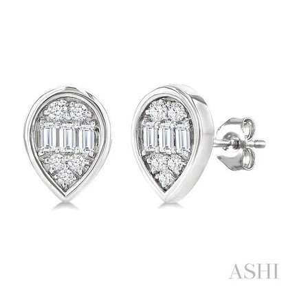 Pear Shape Bezel Set Petite Fusion Diamond Fashion Earrings