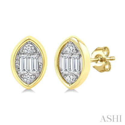 Marquise Shape Bezel Set Petite Fusion Diamond Fashion Earrings