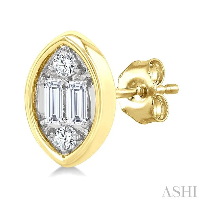 Marquise Shape Bezel Set Petite Fusion Diamond Fashion Earrings
