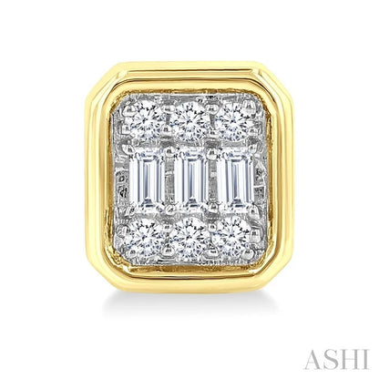Emerald Shape Bezel Set Petite Fusion Diamond Fashion Earrings