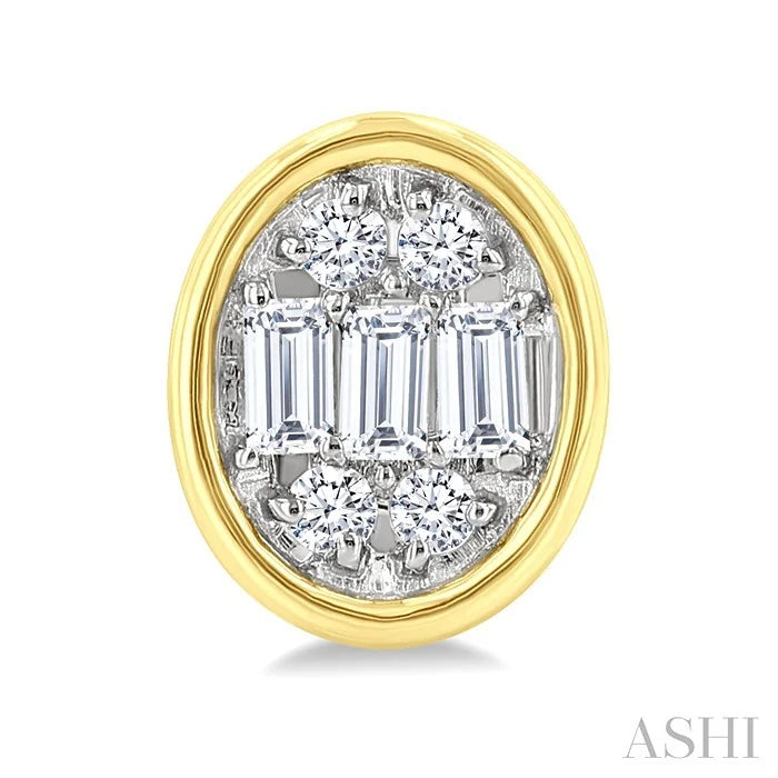 Oval Shape Bezel Set Petite Fusion Diamond Fashion Earrings
