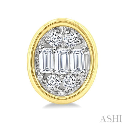 Oval Shape Bezel Set Petite Fusion Diamond Fashion Earrings