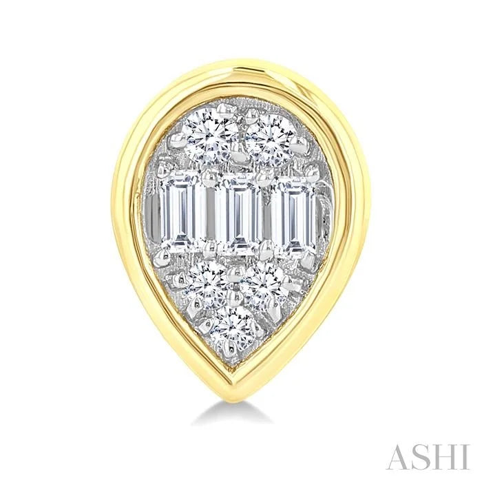 Pear Shape Bezel Set Petite Fusion Diamond Fashion Earrings
