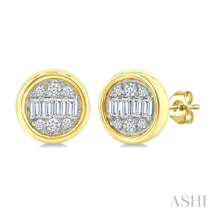 Round Shape Bezel Set Petite Fusion Diamond Fashion Earrings