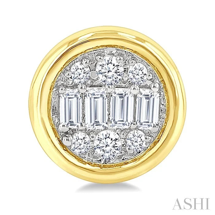 Round Shape Bezel Set Petite Fusion Diamond Fashion Earrings