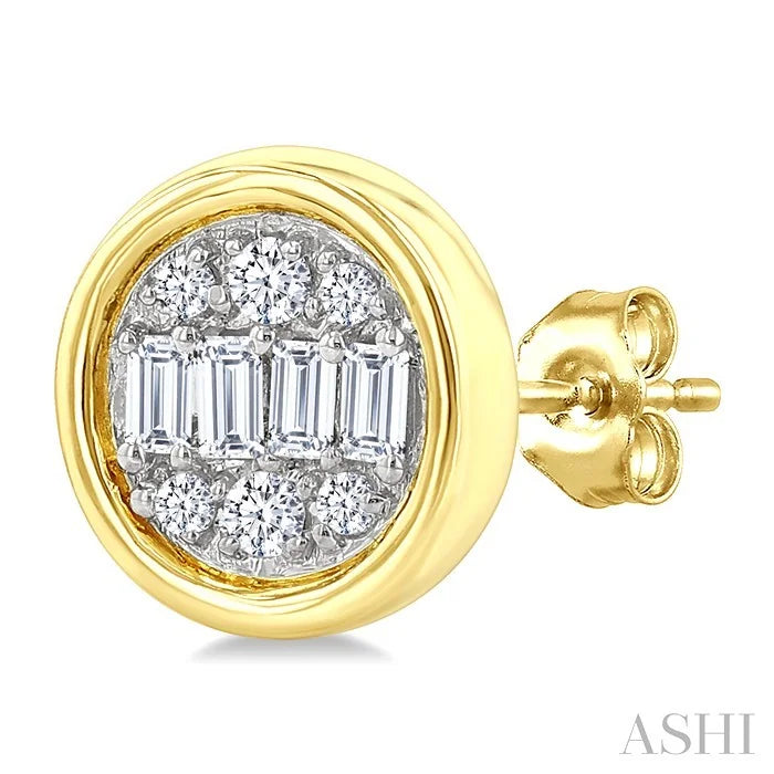 Round Shape Bezel Set Petite Fusion Diamond Fashion Earrings