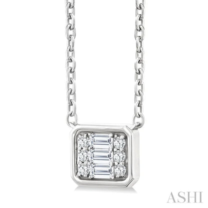 Emerald Shape East-West Bezel Set Petite Fusion Diamond Fashion Pendant