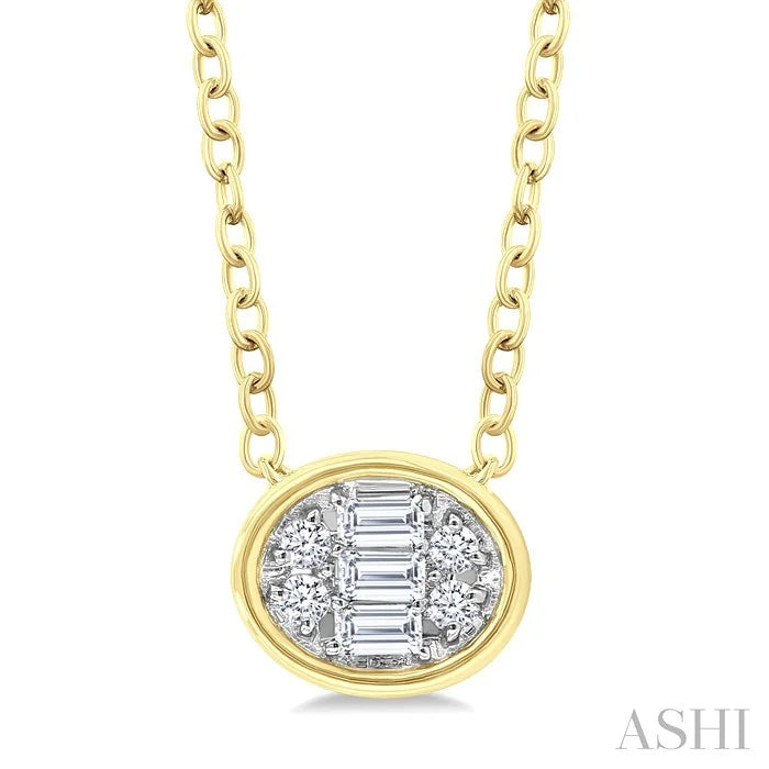 Oval Shape East-West Bezel Set Petite Fusion Diamond Fashion Pendant