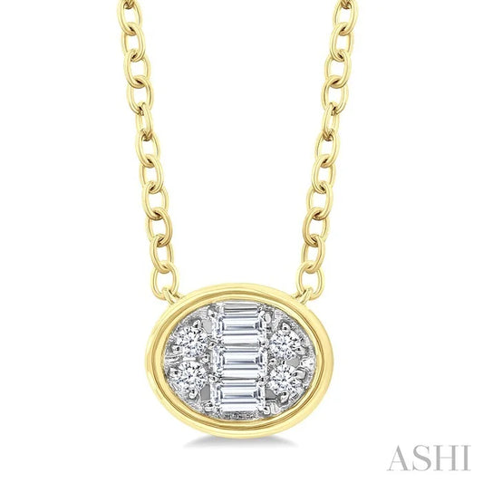 Oval Shape East-West Bezel Set Petite Fusion Diamond Fashion Pendant