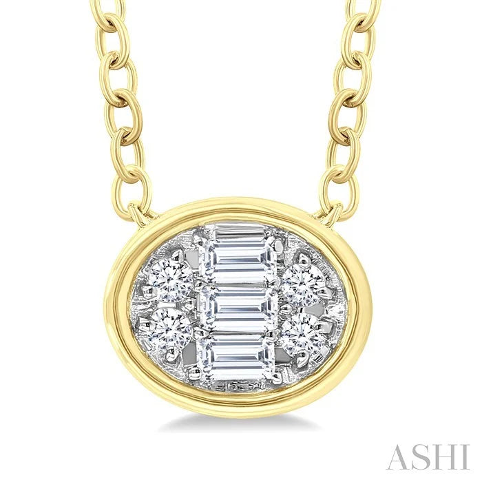 Oval Shape East-West Bezel Set Petite Fusion Diamond Fashion Pendant