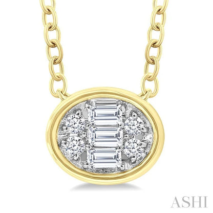 Oval Shape East-West Bezel Set Petite Fusion Diamond Fashion Pendant