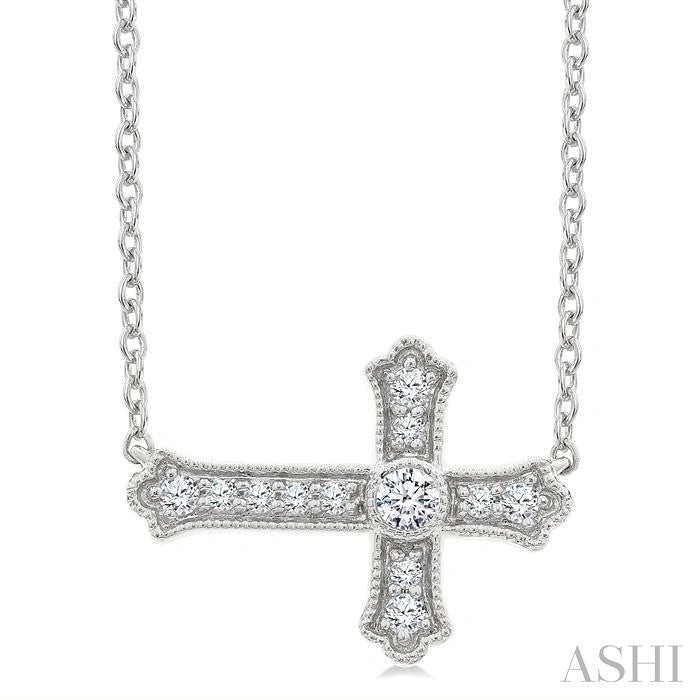 Sideway Cross Petite Diamond Fashion Pendant