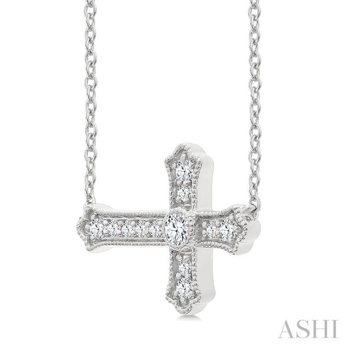 Sideway Cross Petite Diamond Fashion Pendant