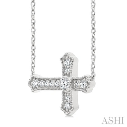 Sideway Cross Petite Diamond Fashion Pendant