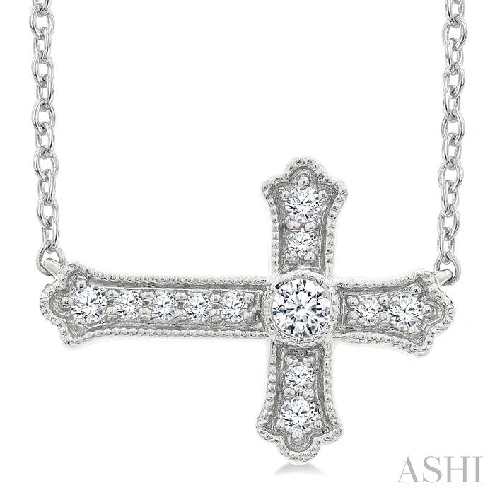 Sideway Cross Petite Diamond Fashion Pendant
