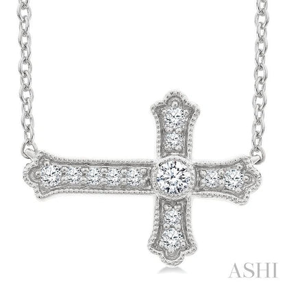 Sideway Cross Petite Diamond Fashion Pendant
