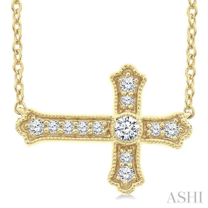 Sideway Cross Petite Diamond Fashion Pendant