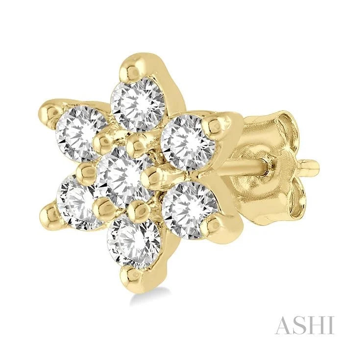 Flower Petite Diamond Fashion Earrings
