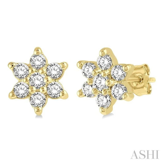 Flower Petite Diamond Fashion Earrings