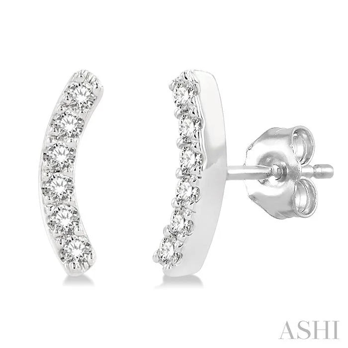 Arc Shape Petite Diamond Fashion Earrings