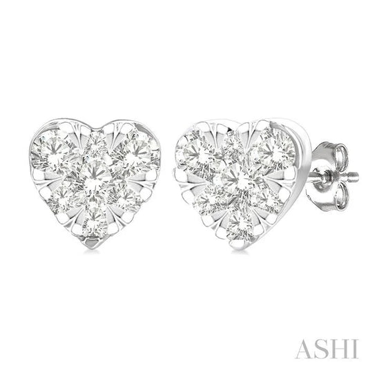 Heart Shape Lovebright Petite Diamond Stud Earrings