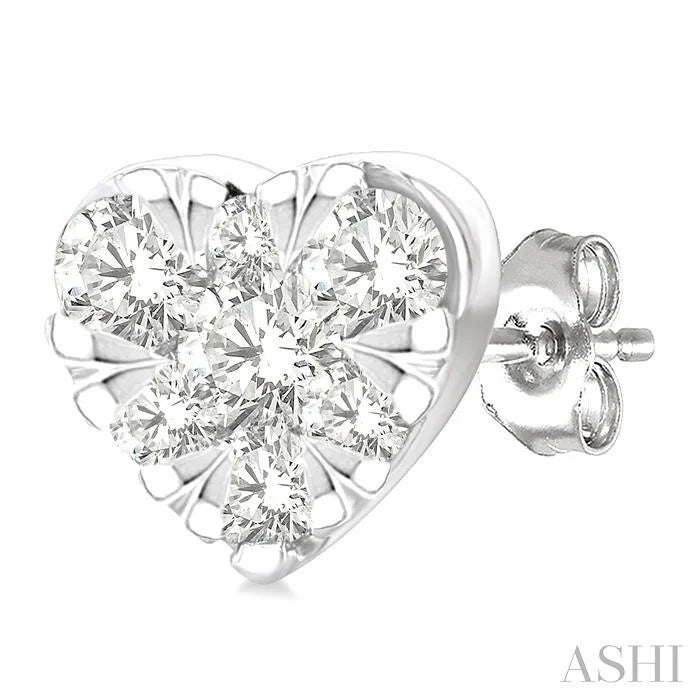 Heart Shape Lovebright Petite Diamond Stud Earrings