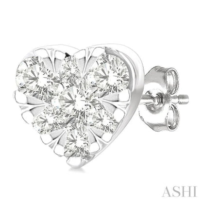 Heart Shape Lovebright Petite Diamond Stud Earrings