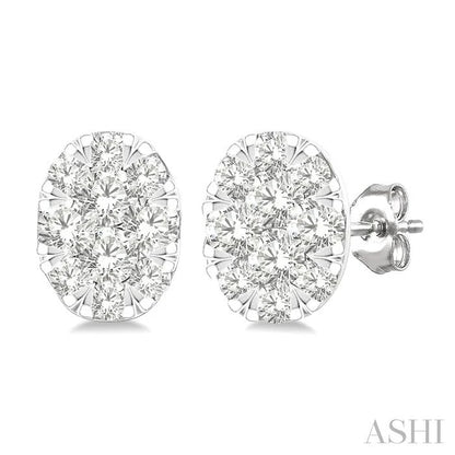 Oval Shape Lovebright Petite Diamond Stud Earrings