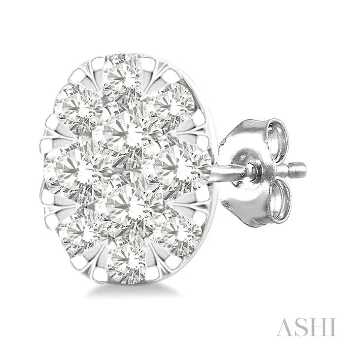 Oval Shape Lovebright Petite Diamond Stud Earrings