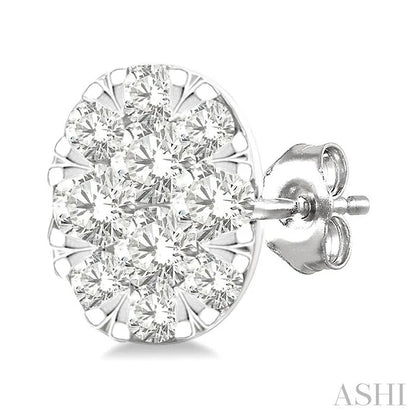 Oval Shape Lovebright Petite Diamond Stud Earrings
