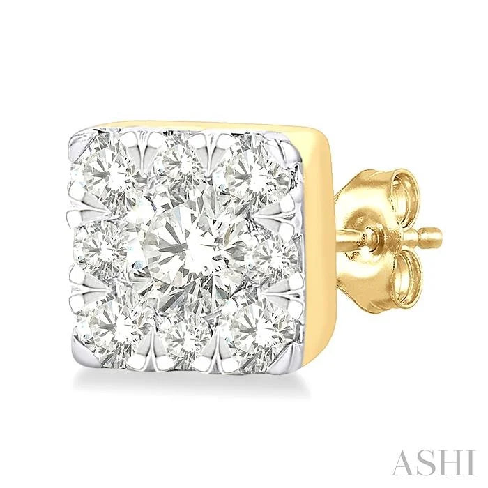 Princess Shape Lovebright Petite Diamond Fashion Earrings
