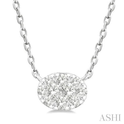 Oval Shape East-West Lovebright Petite Diamond Solitaire Pendant